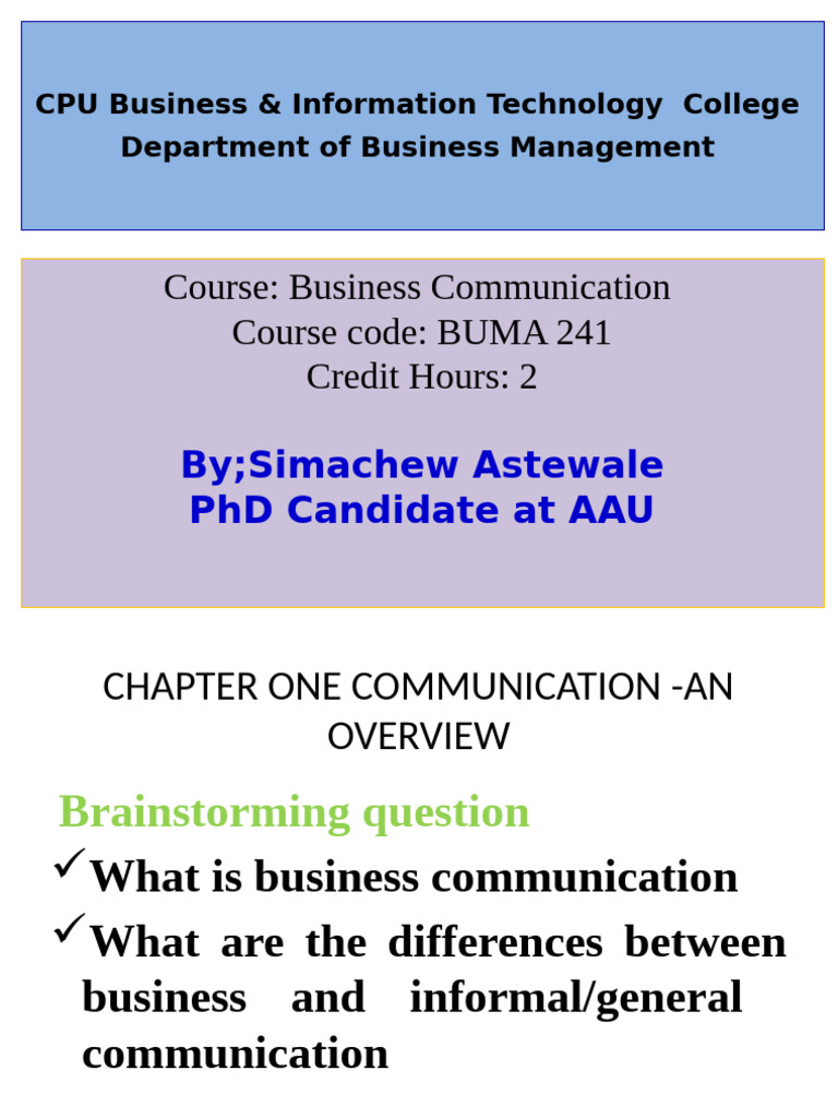 Overview of Business Communication | PDF | Communication | Nonverbal ...