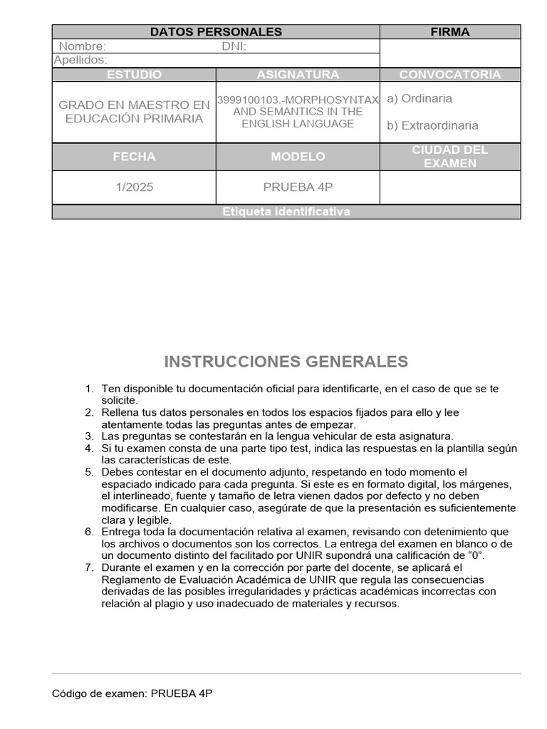 Exam Guide for Morphosyntax in English | PDF | Syntax | Word