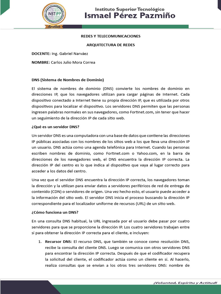 Funcionamiento del DNS y Protocolos Web | PDF | sistema de nombres de ...