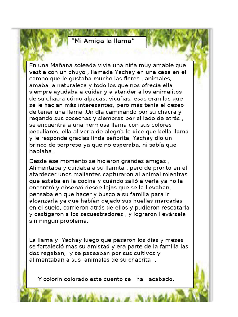 Velásquez 2B ; Mi Amiga la llama | PDF