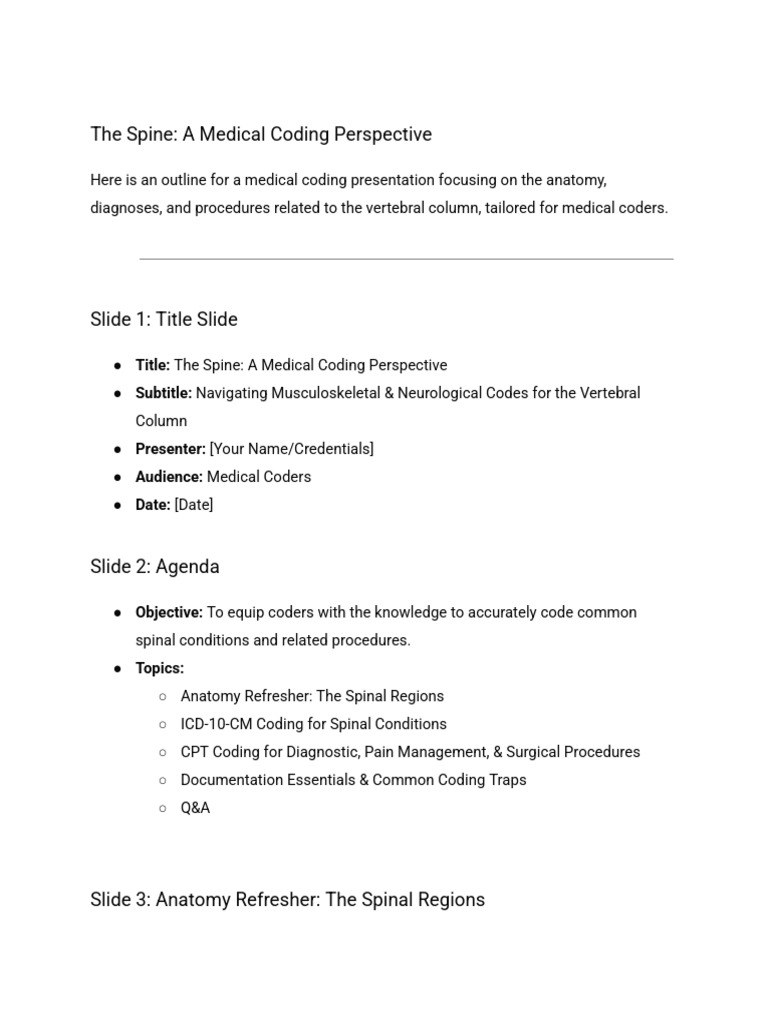 Medical Coding for Spinal Conditions | PDF | Vertebra | Diseases And ...