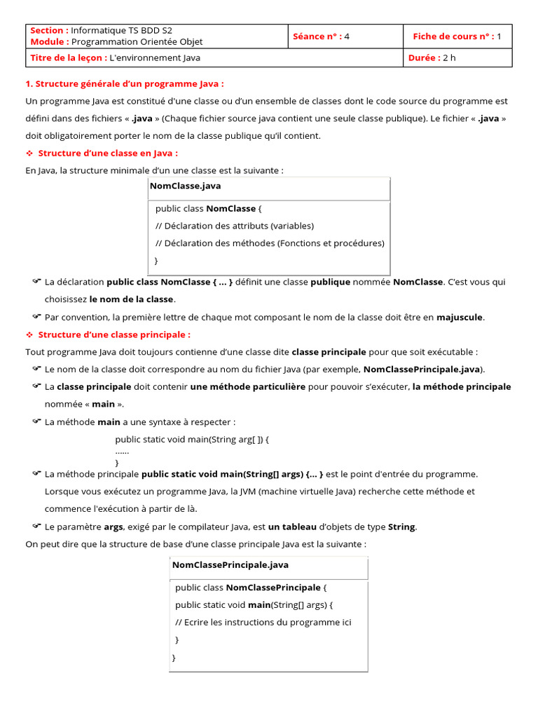 Introduction à la programmation Java | PDF | Java (Langage de ...