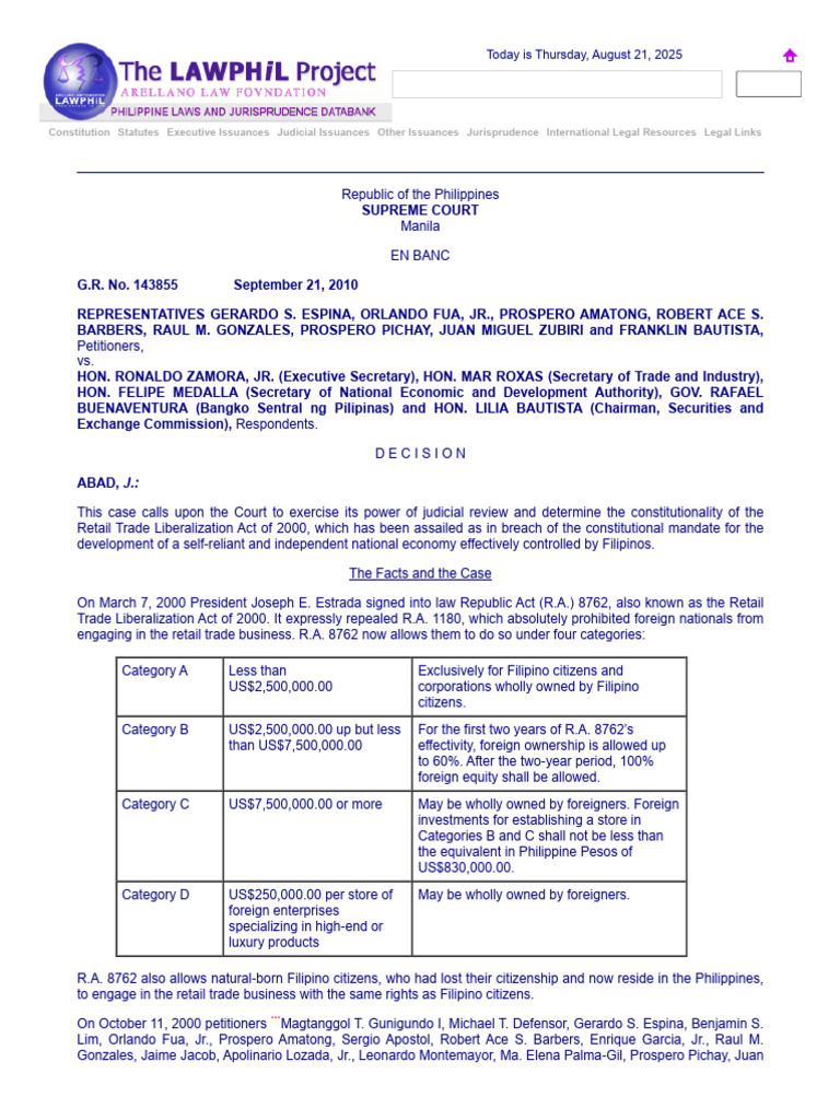 Constitutionality of Retail Trade Act | PDF | Standing (Law) | Justice