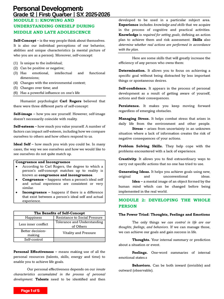 Understanding Self-Concept in Adolescence | PDF | Self Concept ...