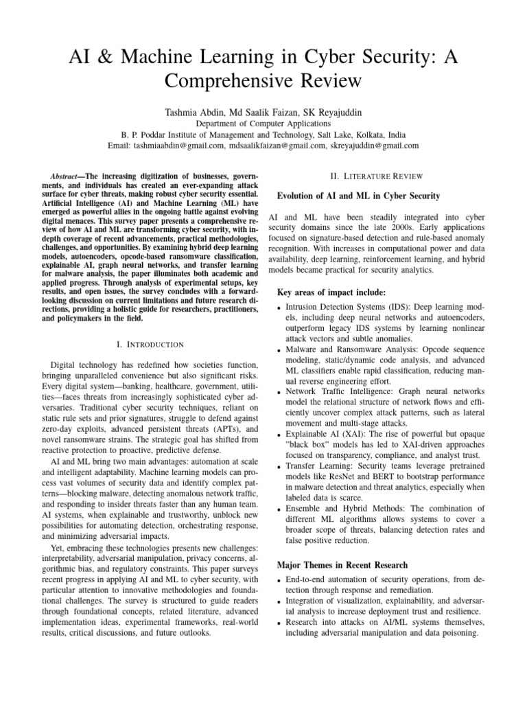 AI and ML Transforming Cyber Security | PDF | Machine Learning ...