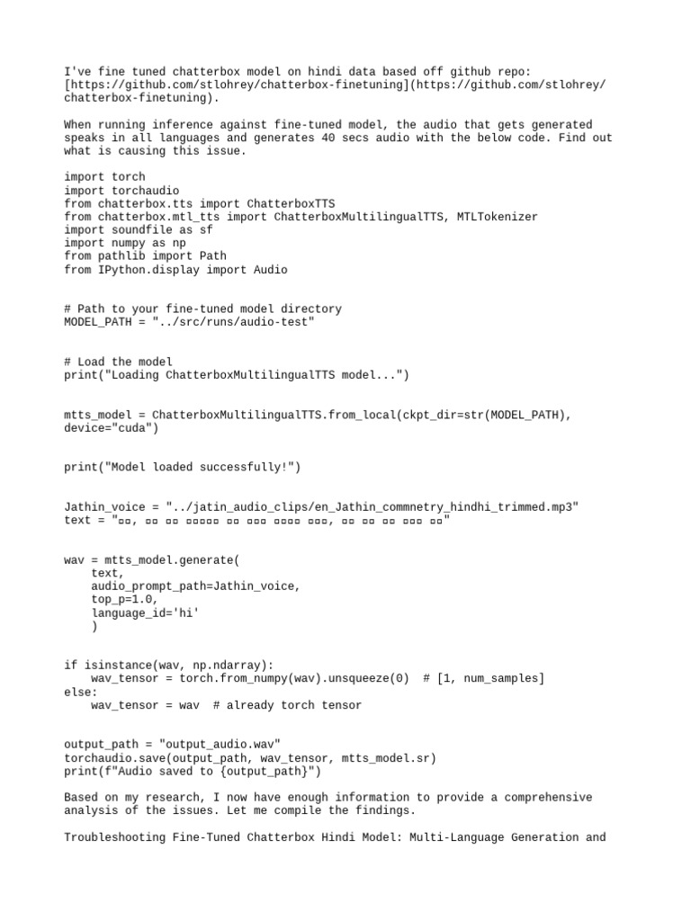 Notes On Chatterbox Fine Tuning 1 | PDF | Parameter (Computer ...