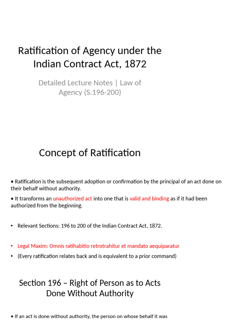 Ratification of Agency ICA Sections 196 200 | PDF | Ratification ...