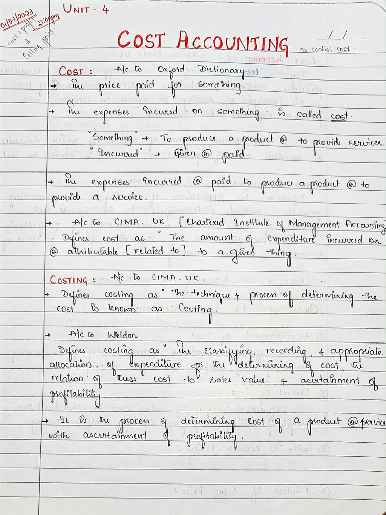 Cost Accounting Notes | PDF