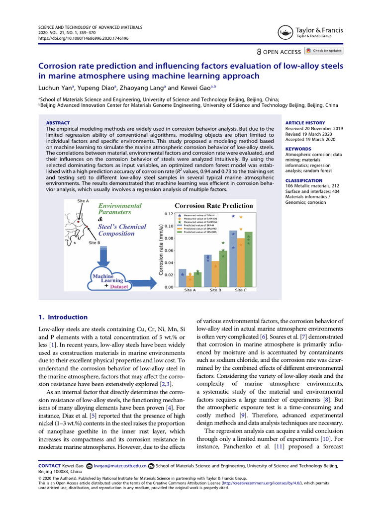 Machine Learning for Corrosion Rate Prediction | PDF | Machine Learning ...
