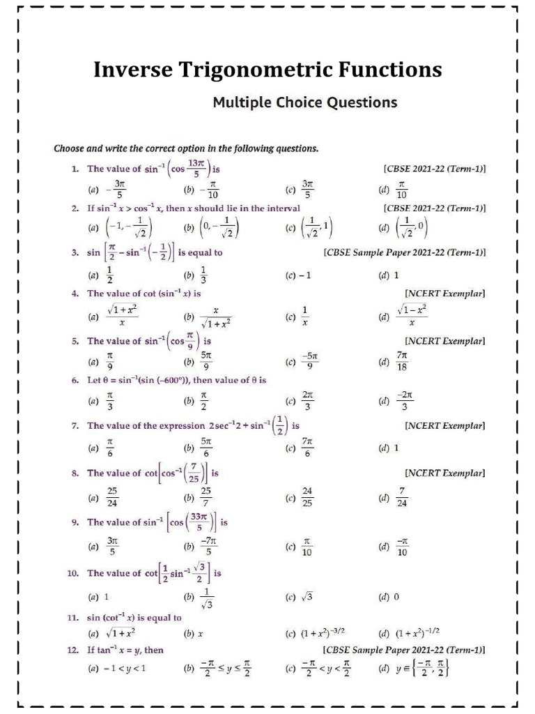 Inverse Trigonometry Function | PDF