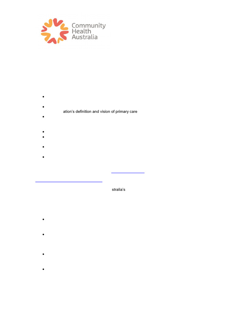 Community Health Australia Overview | PDF