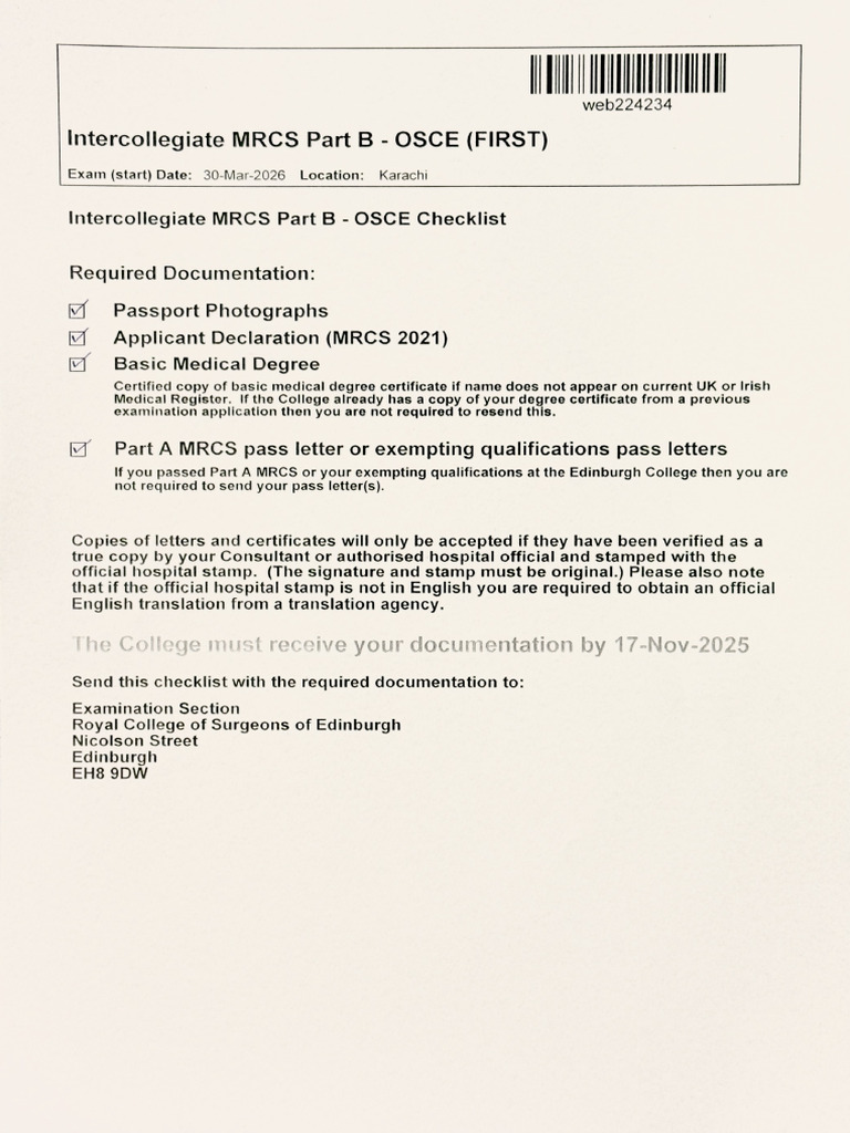 MRCS Checklist | PDF