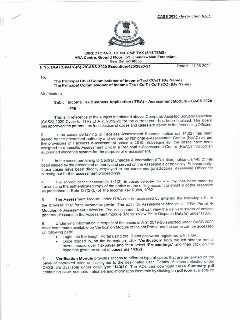 Cass 2020 Instruction No.1 | PDF