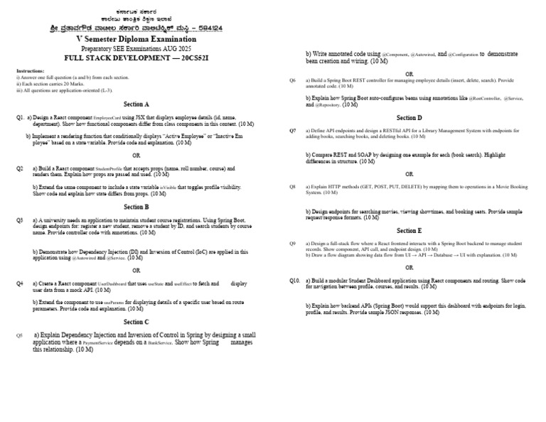 Full Stack Development Exam Guide | PDF | Information Technology ...