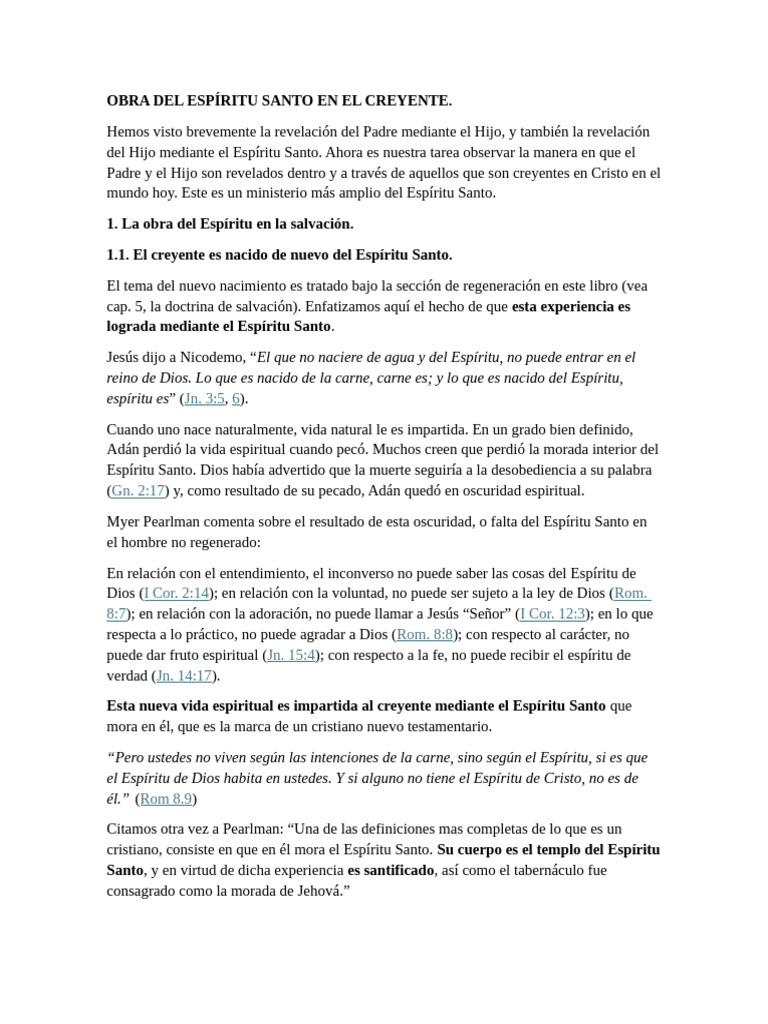Obra del Espíritu Santo en el Creyente | PDF | Cristo (título ...
