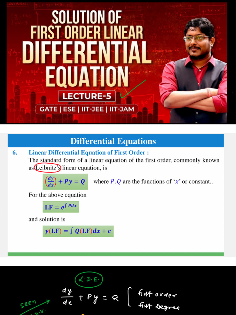 L05 Solution of First Order Linear Differential Equation - Mathematics ...