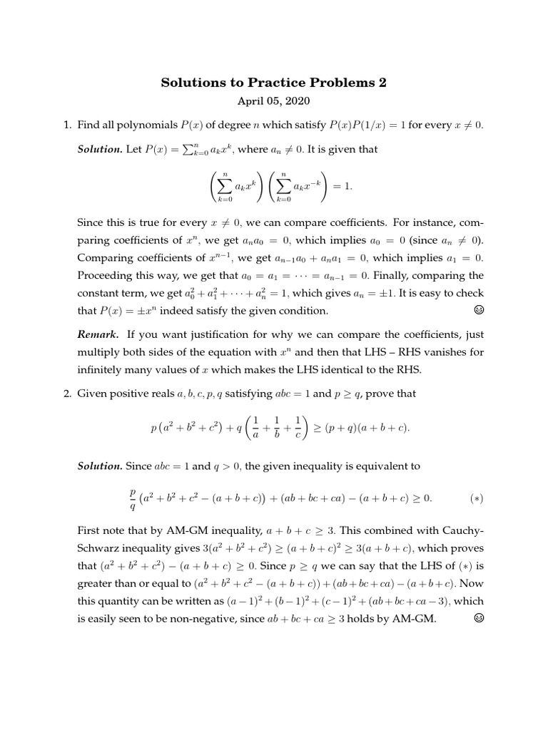 Pset 2 Soln Sunday Batch Corrected | PDF | Mathematical Objects ...
