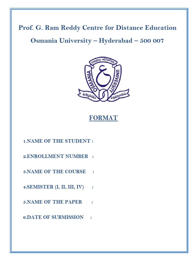 Distance Education Submission Format | PDF