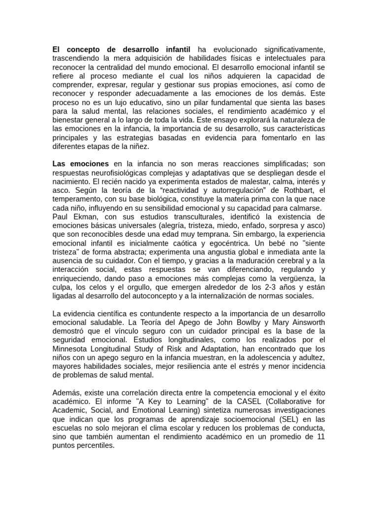 Desarrollo Emocional Infantil Esencial | PDF | Las emociones ...
