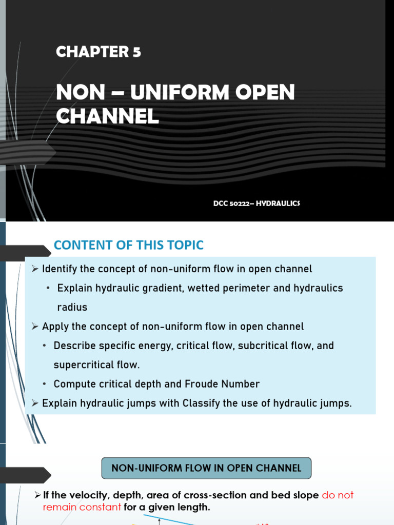 Non-Uniform Flow in Open Channels | PDF | Physics | Dynamics (Mechanics)