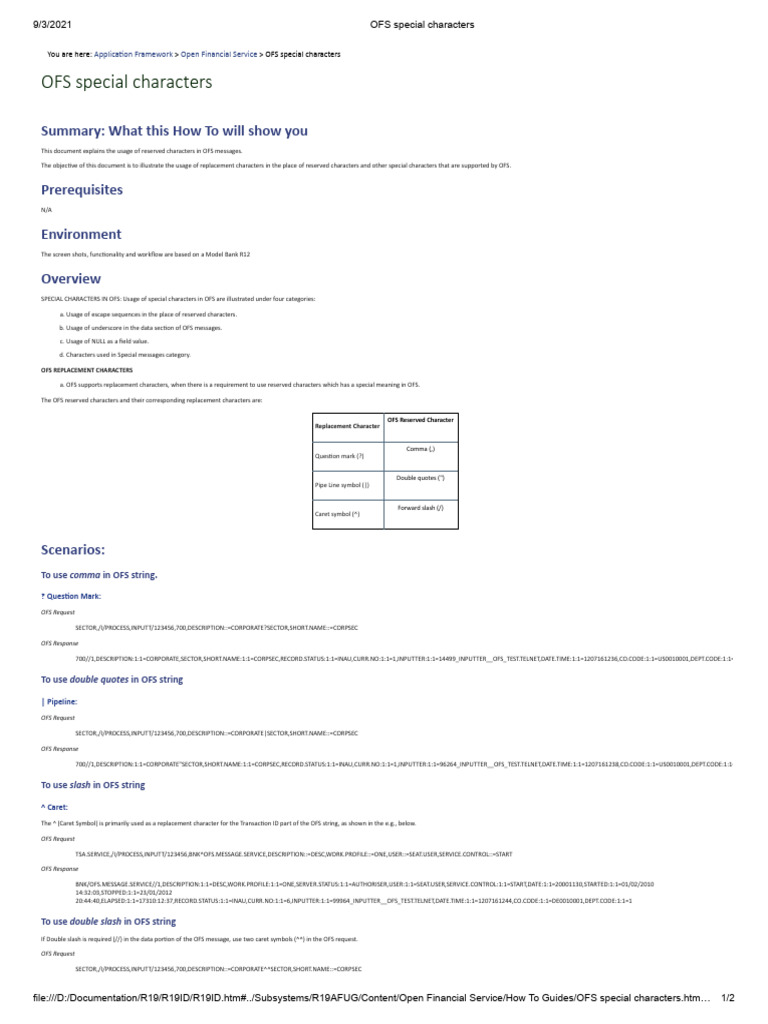 OFS Special Characters Guide | PDF | Encodings | Software Engineering