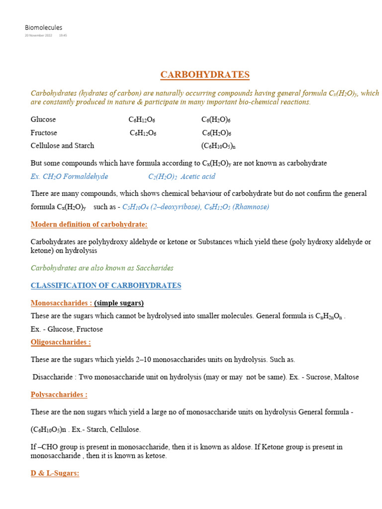 Understanding Carbohydrates: Types & Structures | PDF