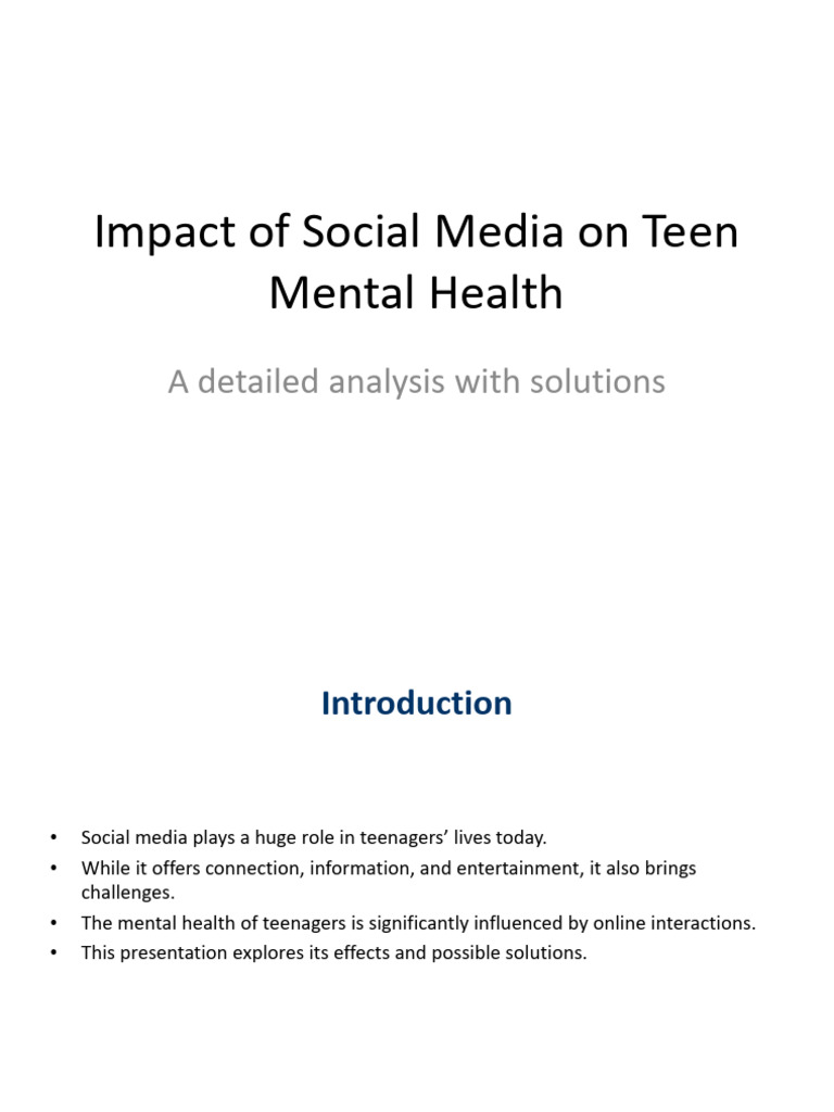 Impact of Social Media On Teen Mental Health | PDF