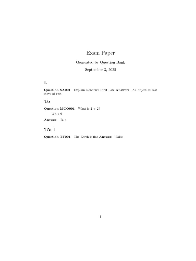 Exam Paper: Physics and Math Questions | PDF