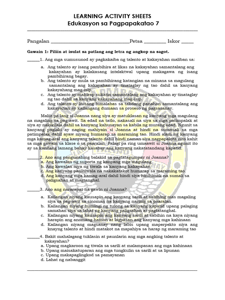 EsP 7 Q1 - LAS 2 | PDF