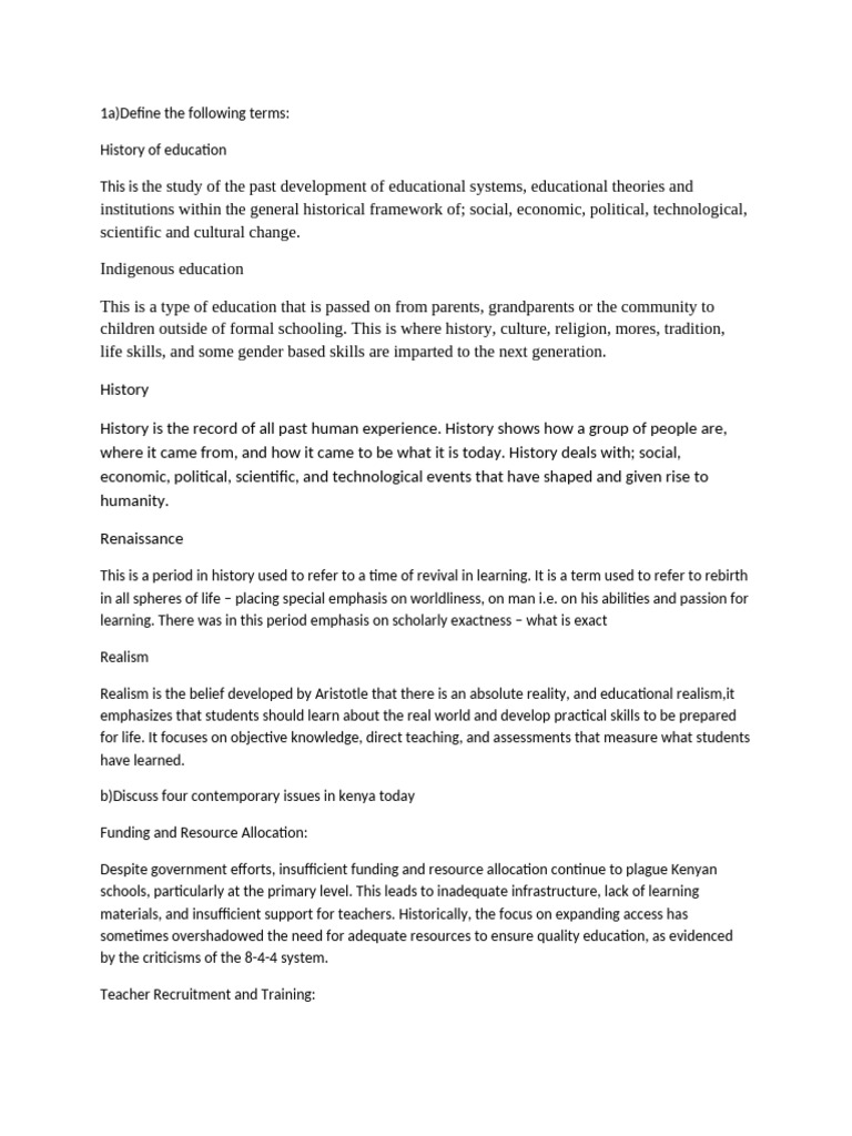 History of Education (Kenya) | PDF | Social Sciences | Teachers