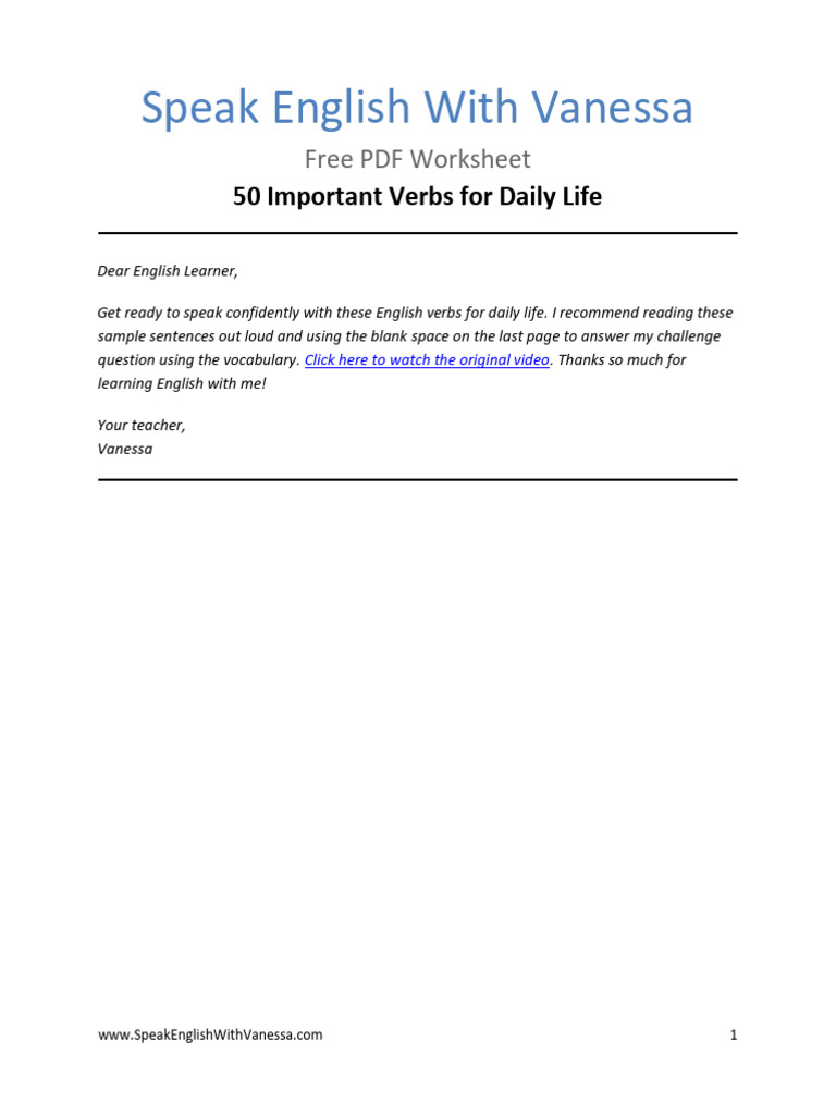 50 Essential Daily English Verbs | PDF | English Language | Linguistics
