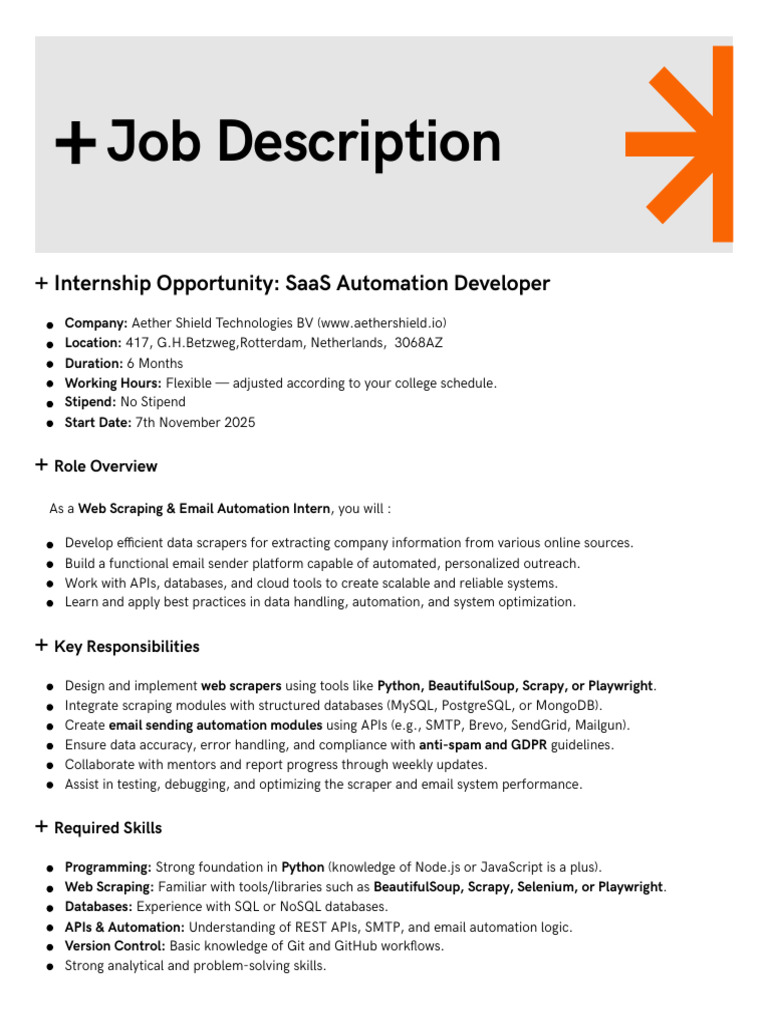 SaaS Automation Developer Internship | PDF