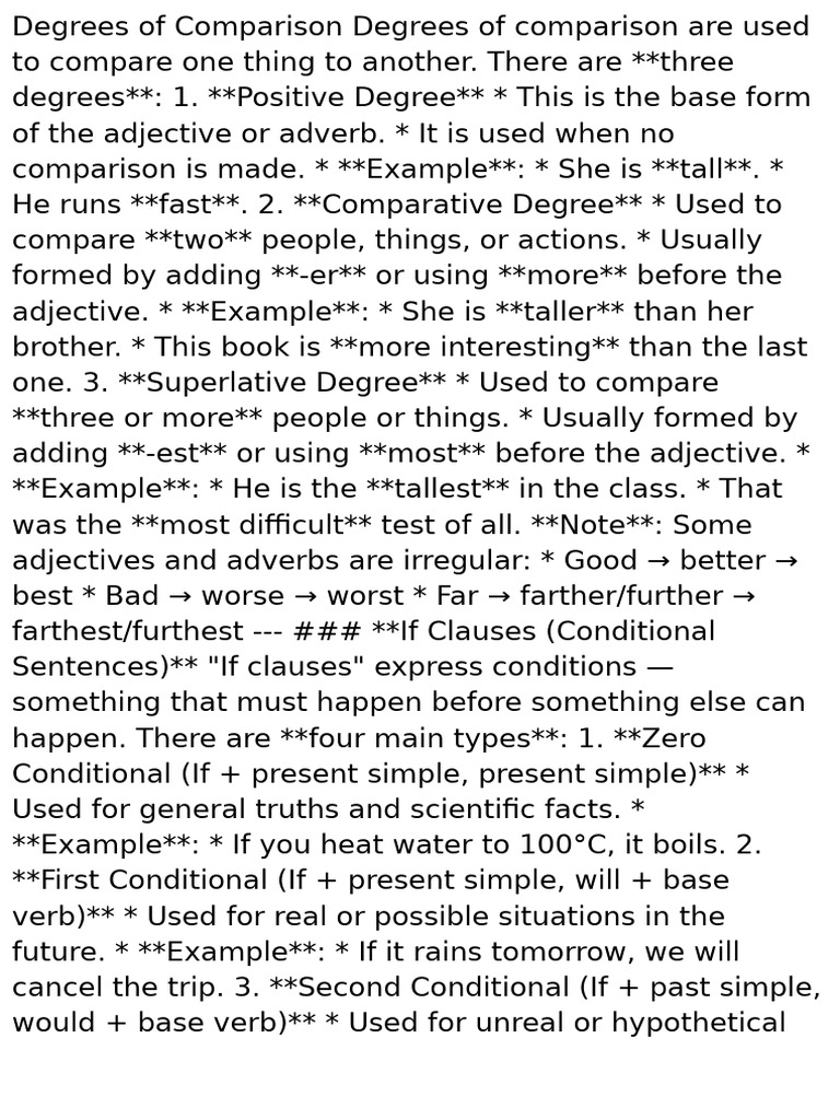 Degrees of Comparison Degrees of Comparison Are Used To Compare One ...