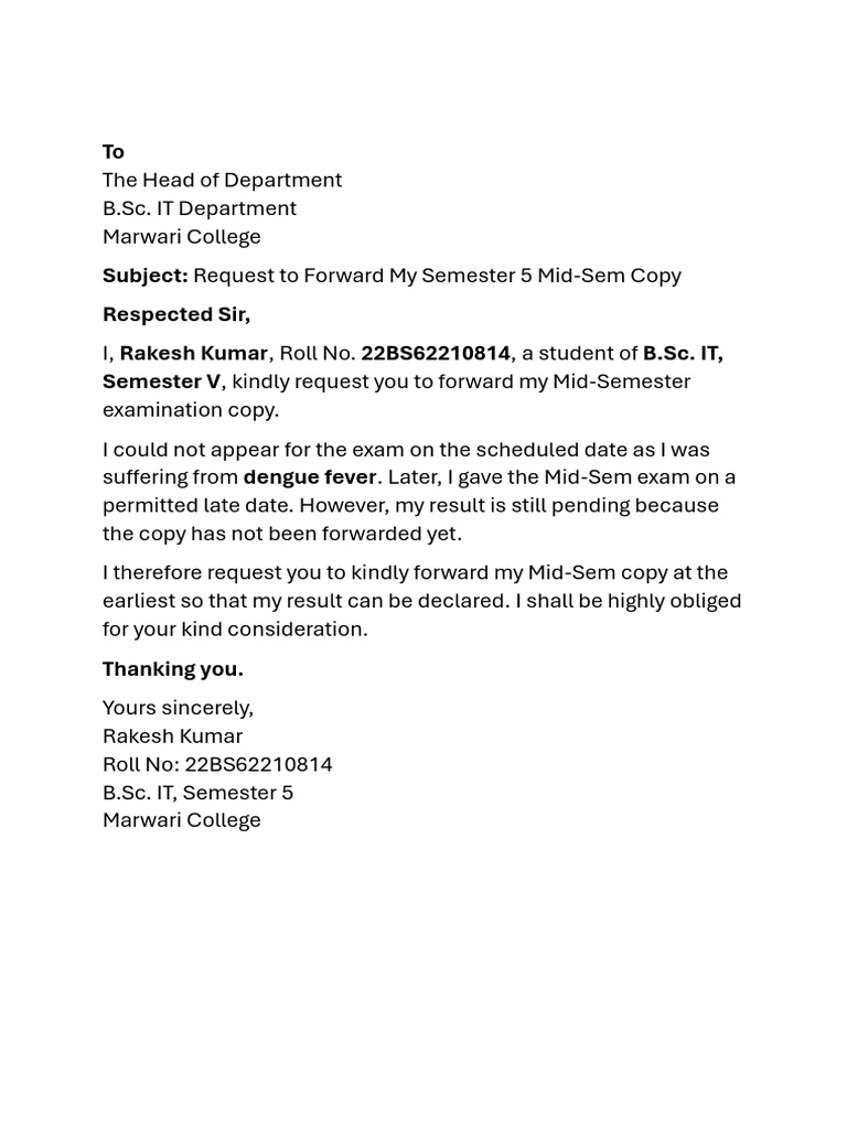 Request to Forward Mid-Sem Copy | PDF