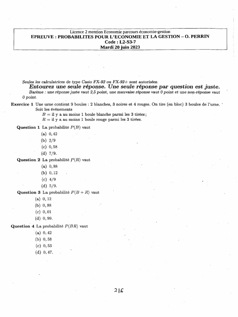 Examen Prob Gest 22 23 Ratt | PDF