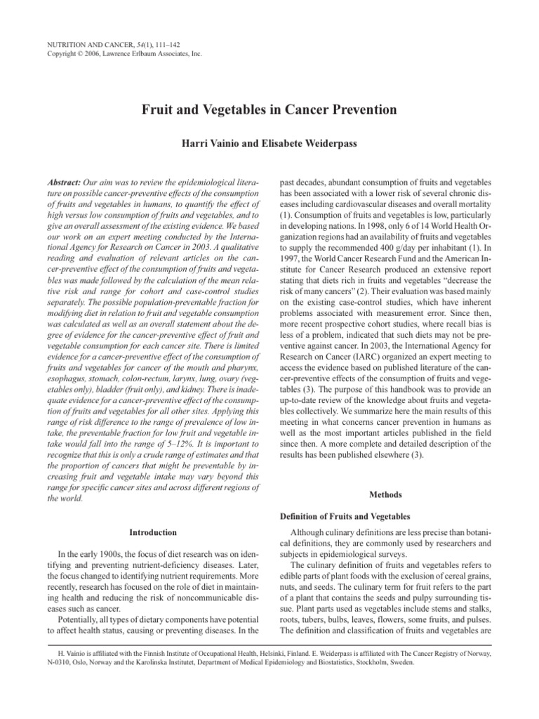 Fruit and Vegetables in Cancer Preventio | PDF | Cancer | Colorectal Cancer