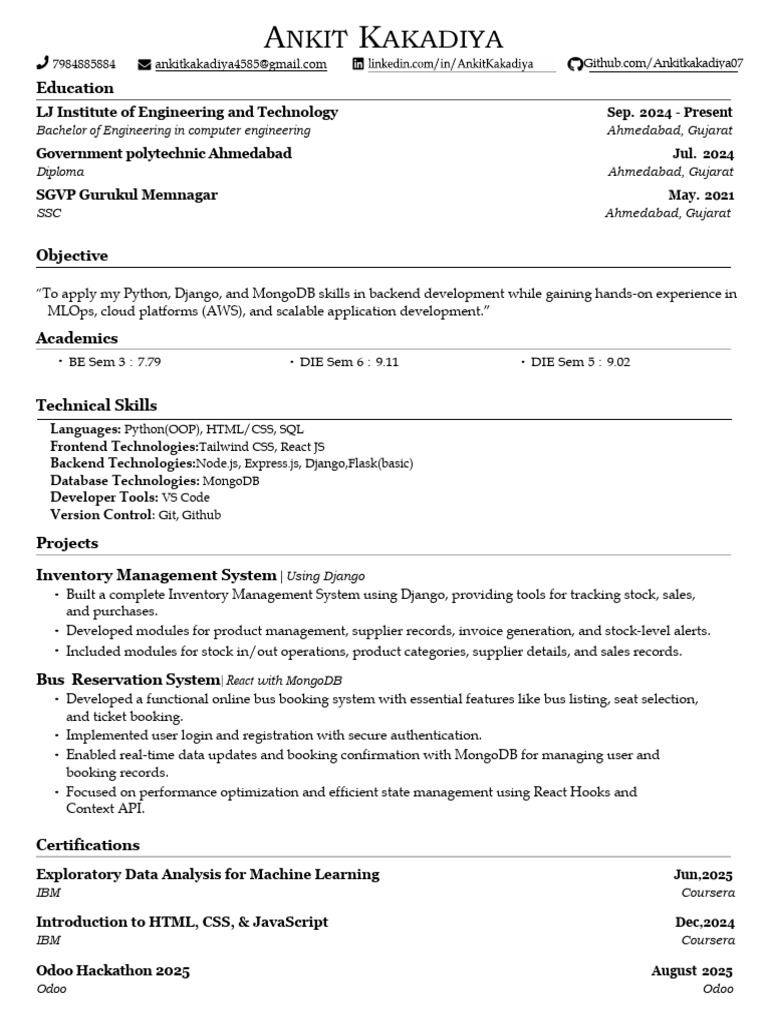 Ankit Resume (1)(1) | PDF | Mongo Db | Computing