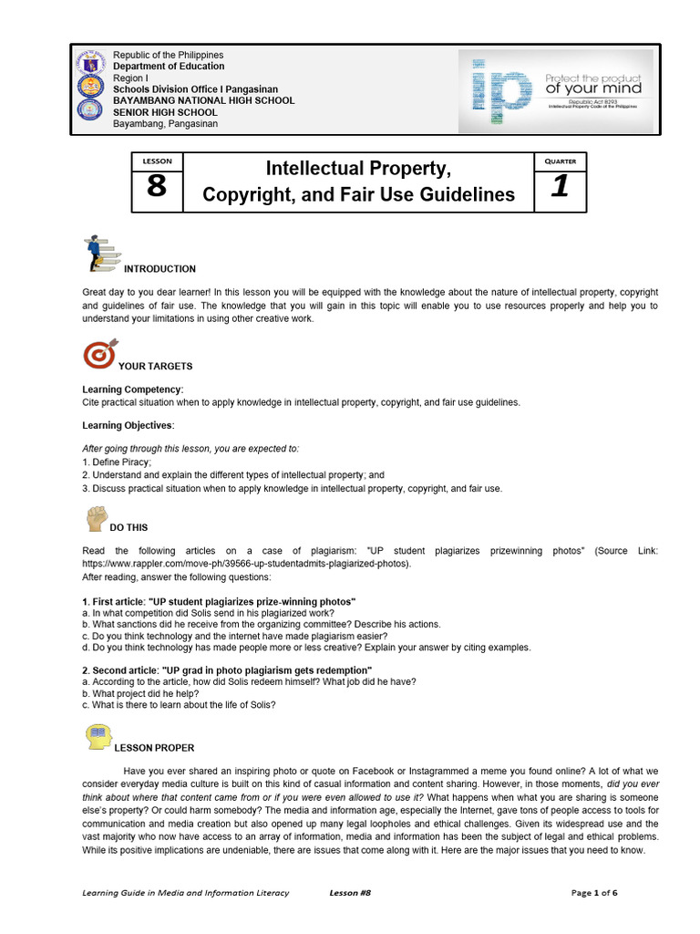 MIL-Lesson-8 | PDF | Intellectual Property | Copyright