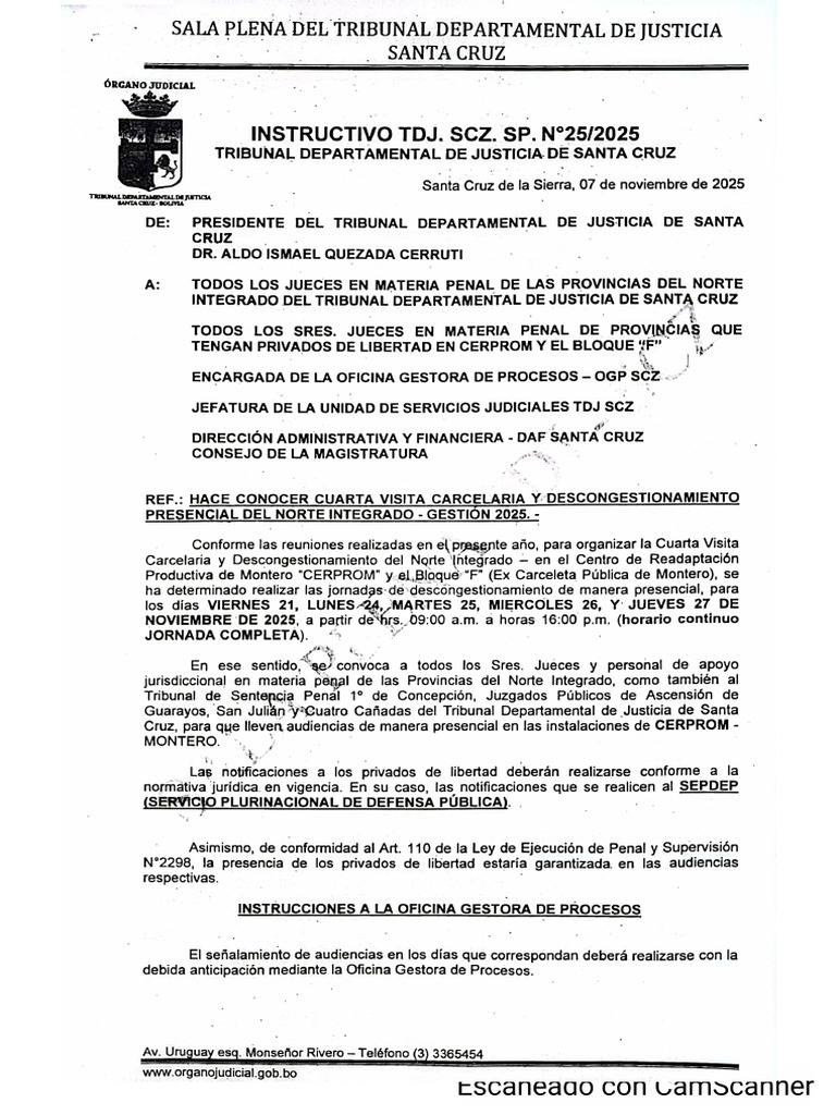 Instructivo TDJ - SCZ - Sp. 252025 Cerprom | PDF