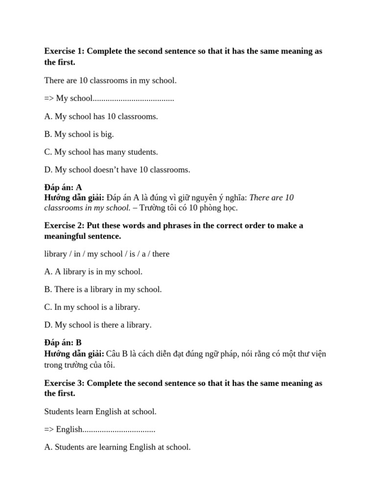 Classroom Exercises for English Learning | PDF
