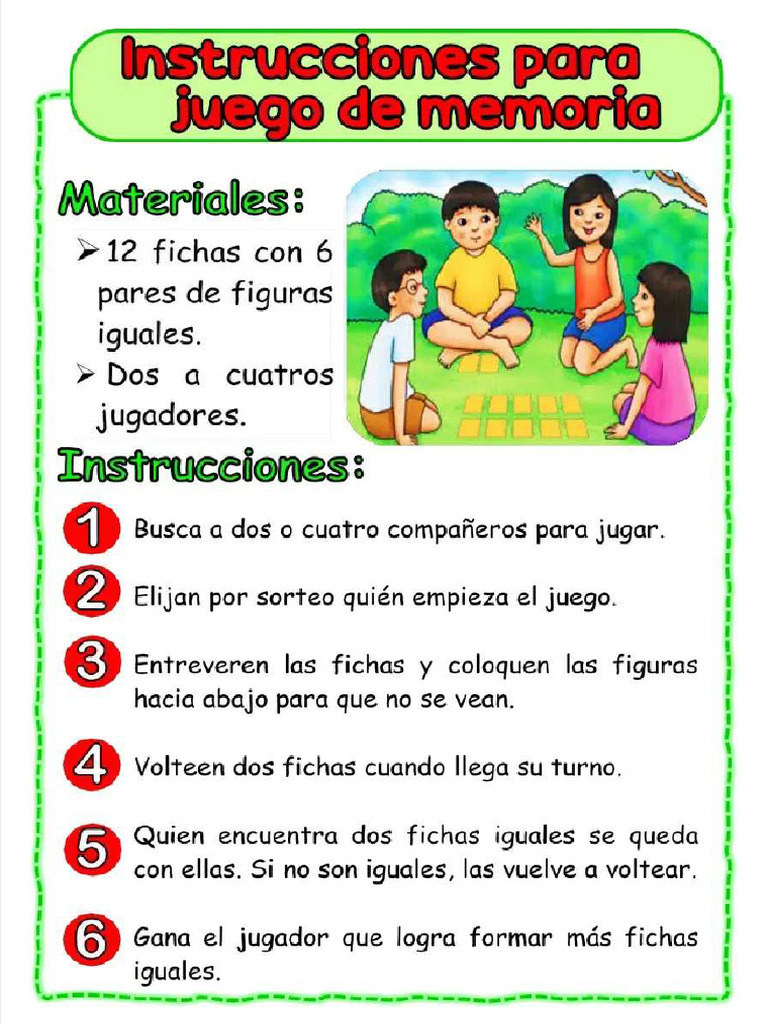 Instrucciones para el Juego de Memoria | PDF