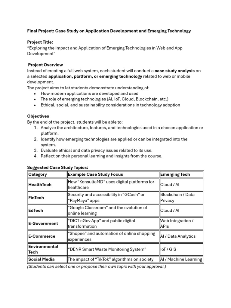 Emerging Tech in App Development Case Study | PDF | Artificial ...