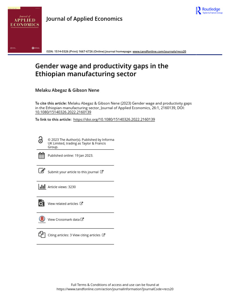 Gender Wage & Productivity Gaps in Ethiopia | PDF | Gender Pay Gap ...