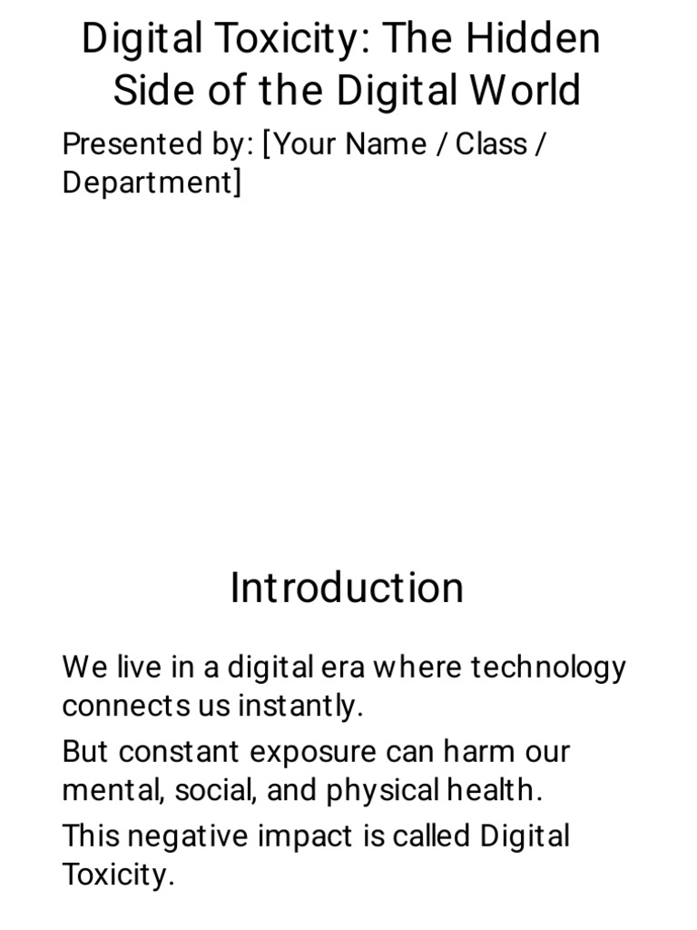 Understanding Digital Toxicity | PDF