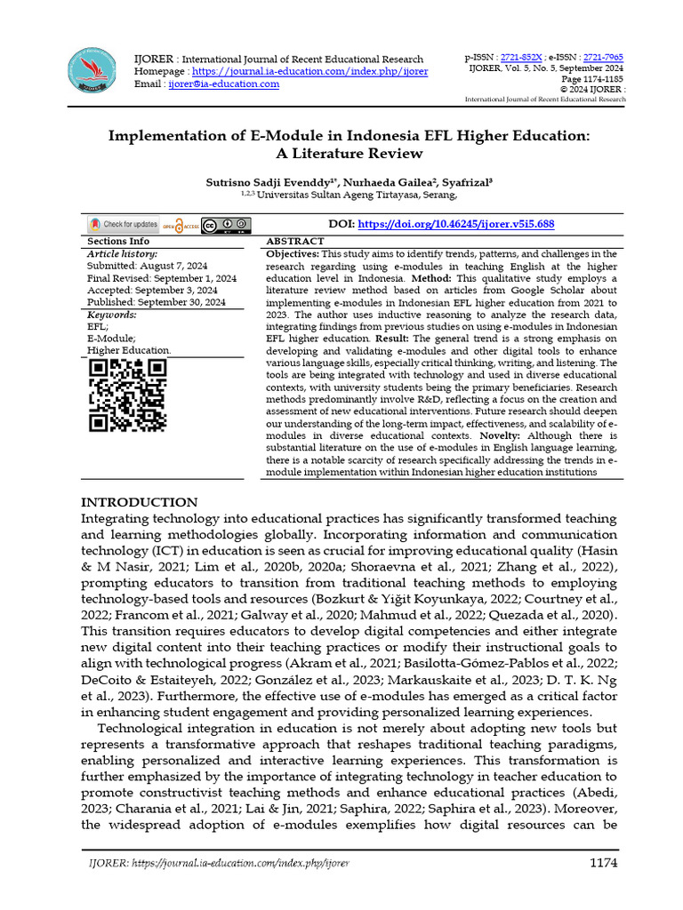Implementation_of_E-Module_in_Indonesia_EFL_Higher | PDF | English As A ...