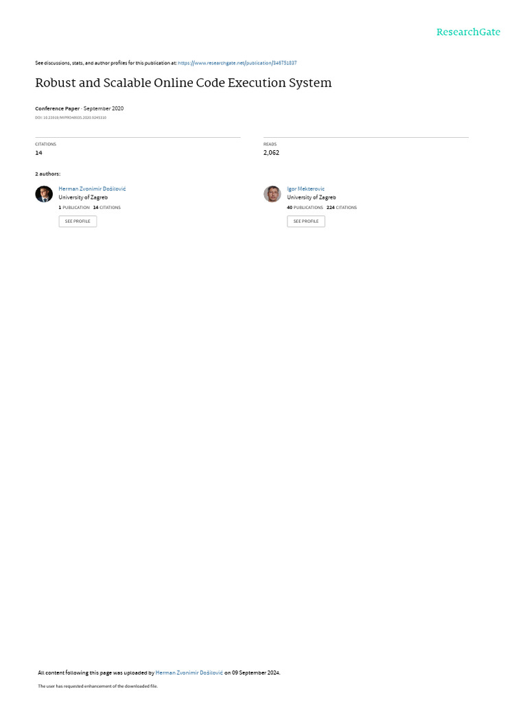 Robust and Scalable Online Code Execution System | PDF