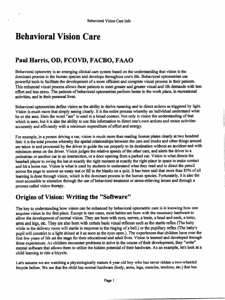 Behavioral Vision Article | PDF