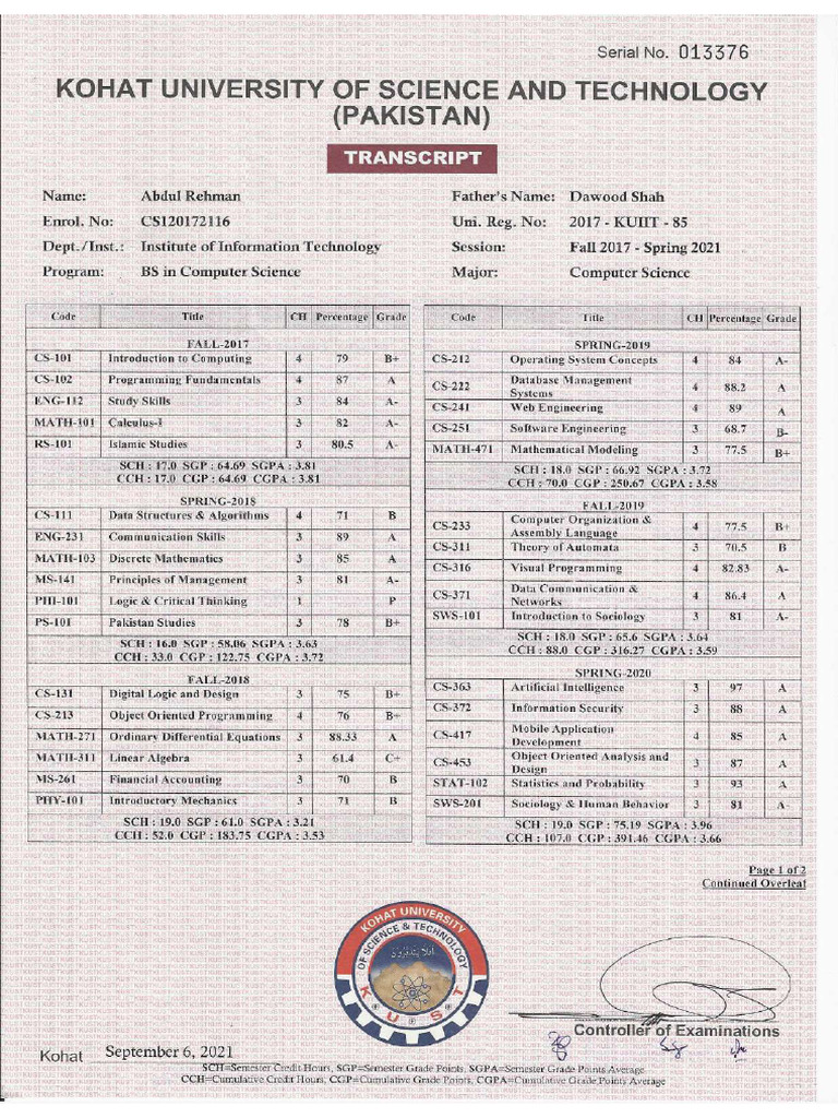 Academic Transcripts | PDF