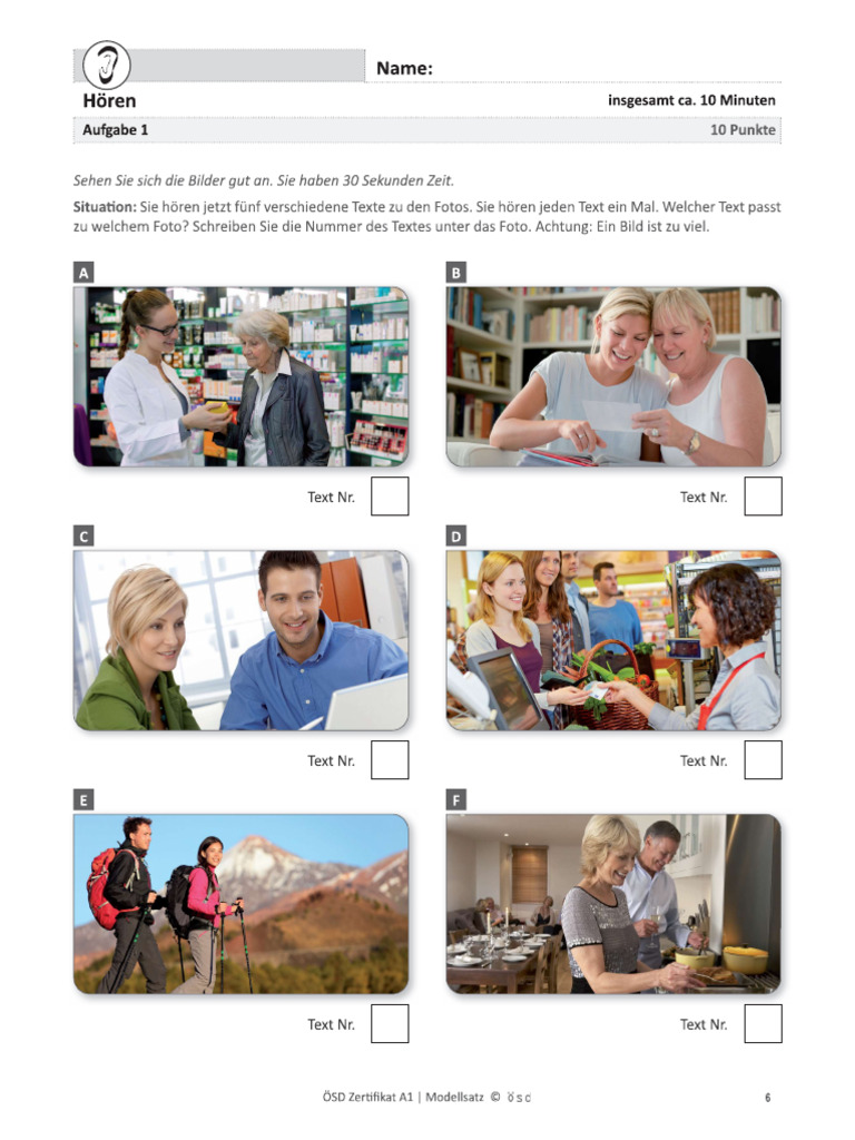 Hören A1 Test 1 | PDF