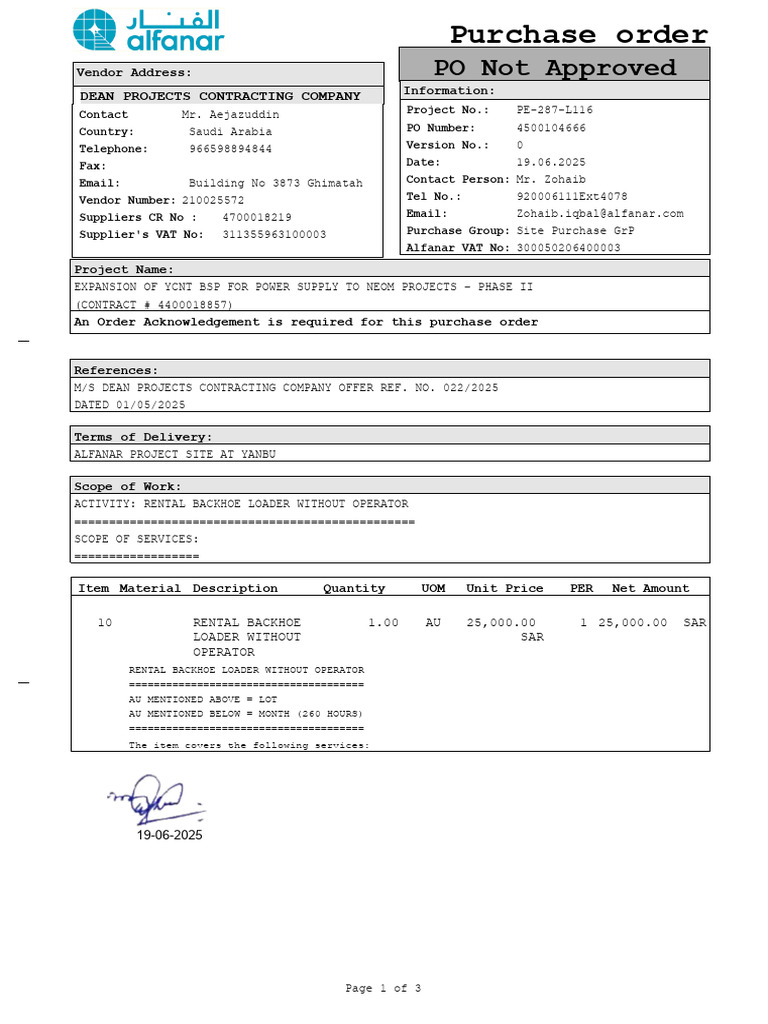 Unapproved Purchase Order for Rental Equipment | PDF | Accounts Payable ...